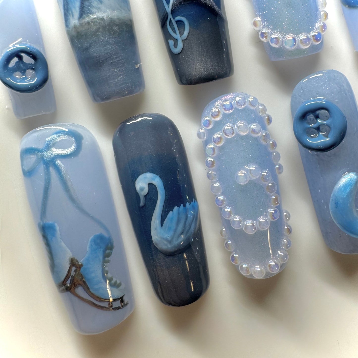 Snow Queen🌨️ Figure Skating Nails⛸️🦢🪽