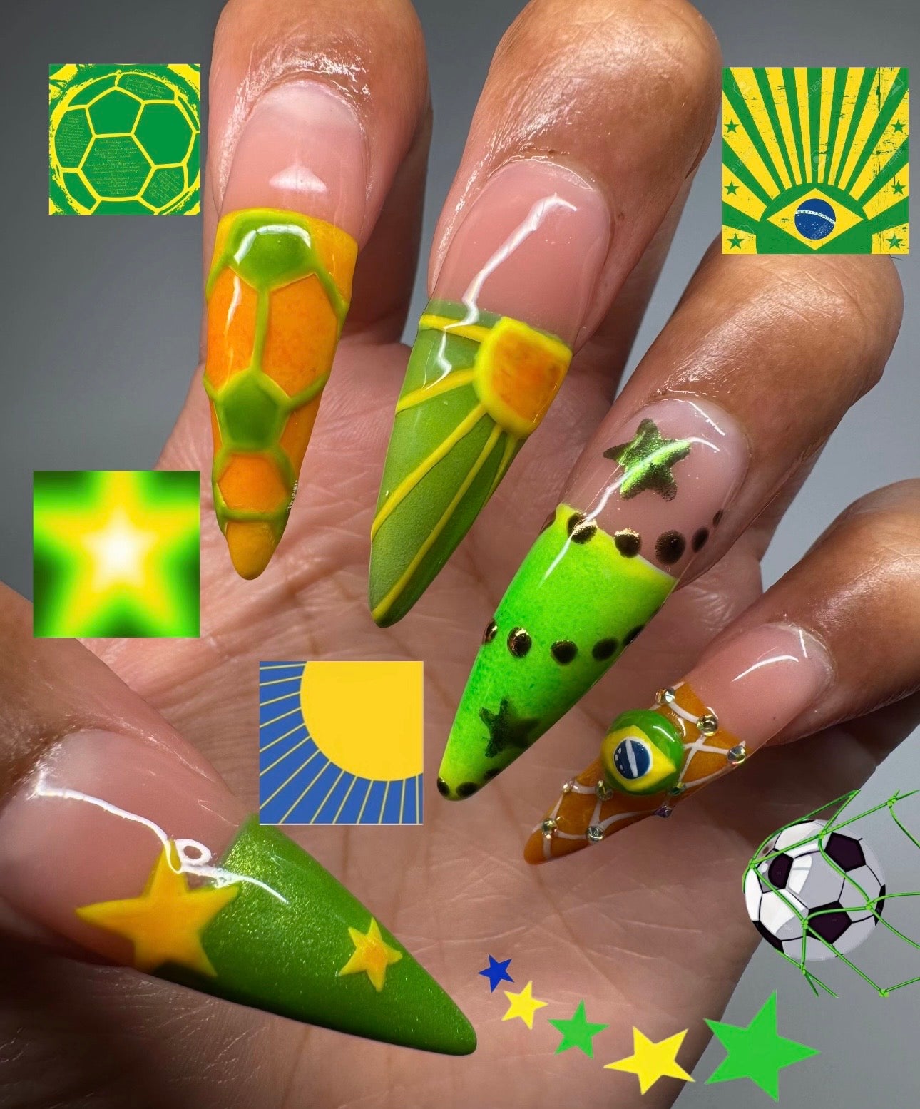 Brazil World Cup Nails⚽️⭐️