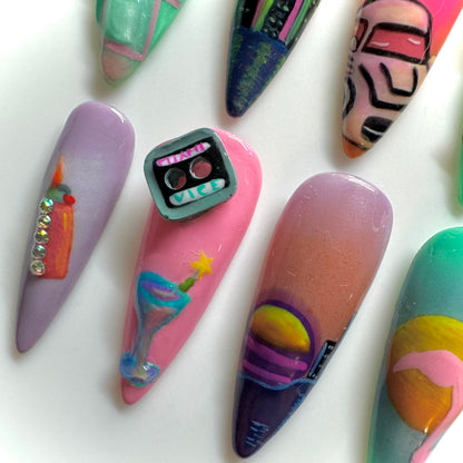 Miami Vice Nails🌴🦩🛥️