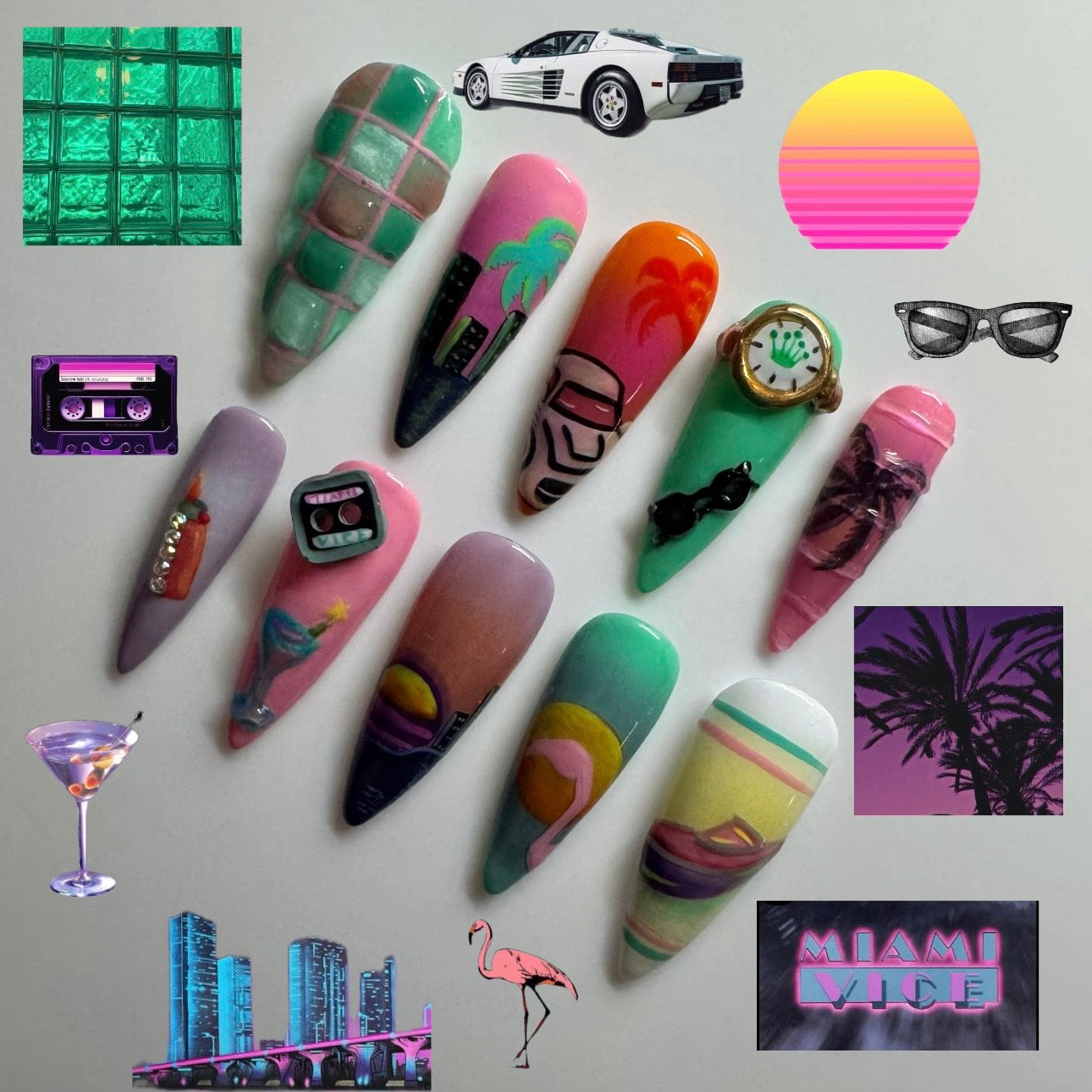 Miami Vice Nails🌴🦩🛥️