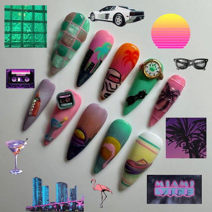 Miami Vice Nails🌴🦩🛥️