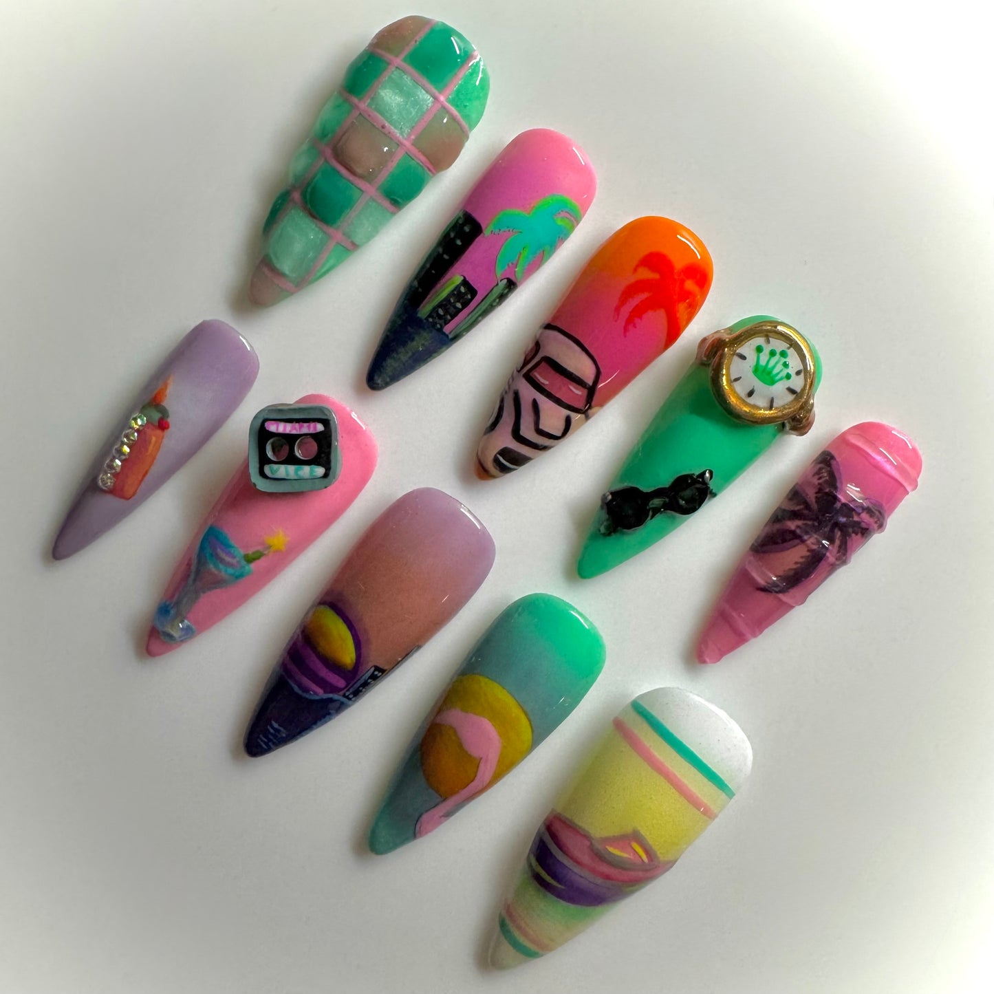 Miami Vice Nails🌴🦩🛥️