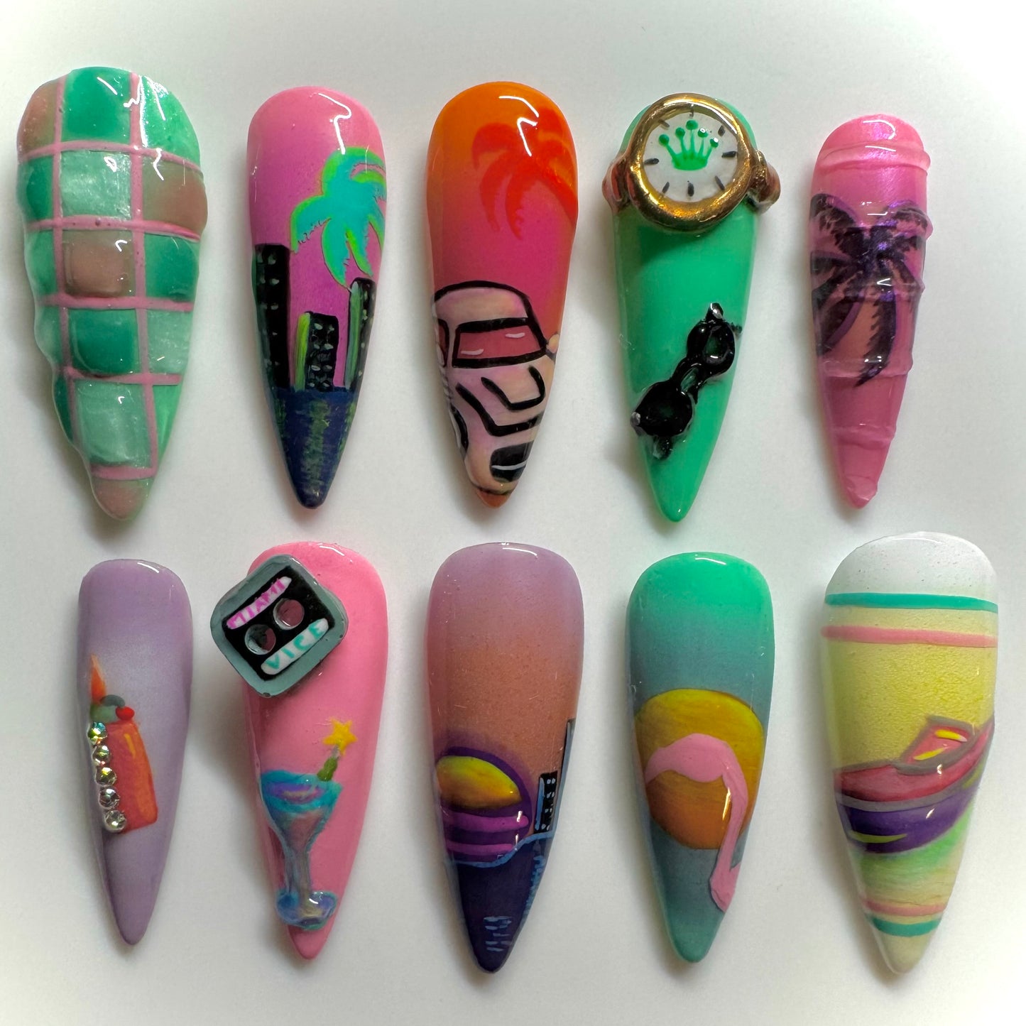 Miami Vice Nails🌴🦩🛥️